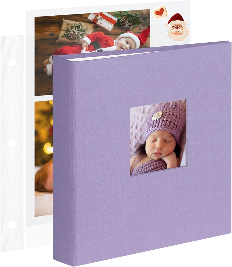 1DOT2 8.5x11 Inch Large 3 Ring DIY Scrapbook Photo Album with 30 Plastic Sleeves 60 Pages Blank Scrapbooks, 8.5 x 11 Scrap Book Albums for Baby Travel Wedding Graduation kids (Light Purple) - Image 1